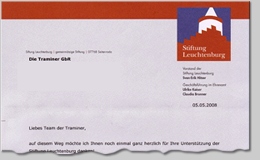 Dankschreiben der Stiftung Leuchtenburg